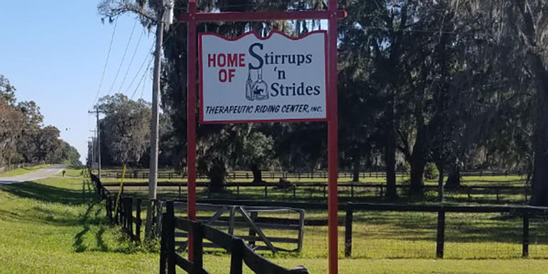 Stirrups n Strides Therapeutic Riding Center entrance sign